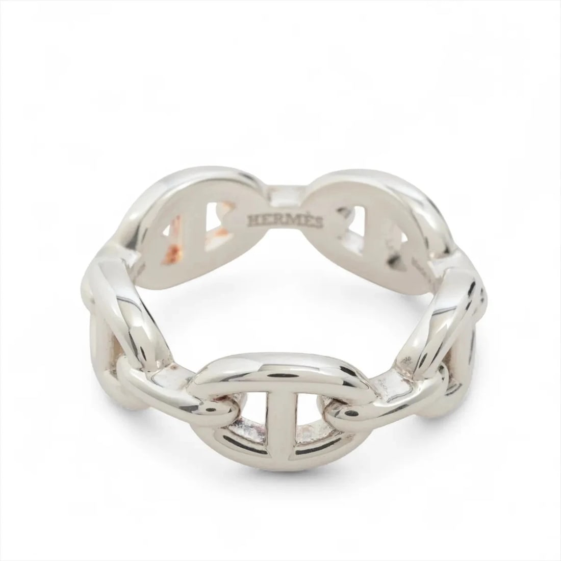 HERMÈS CHAÎNE D'ANCRE ENCHAINEE RING: Hermès Chaîne d'Ancre Enchainee Ring Brand: Hermès Type: Ring Material: Silver Color: 925 Silver Size: 6.75 - 7 US Accessories: None Accessories Notice: When purchasing pre-owned goods,