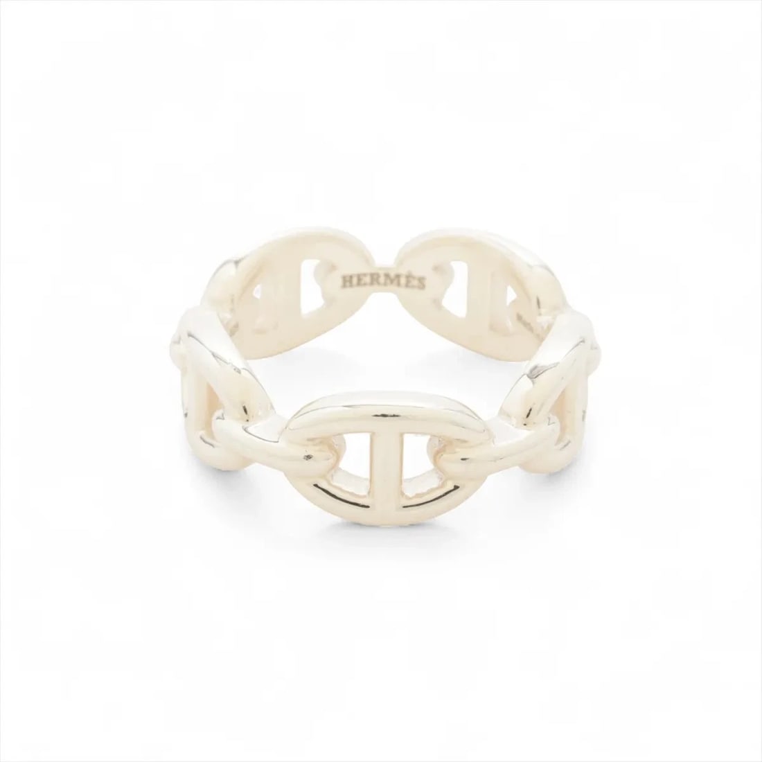 HERMÈS CHAÎNE D'ANCRE ENCHAINEE RING SILVER: Hermès Chaîne d'Ancre Enchainee Ring Silver Brand: Hermès Type: Ring Material: Silver Color: 925 Silver Size: 5.5 - 5.75 US Accessories: None Accessories Notice: When purchasing pre-owned