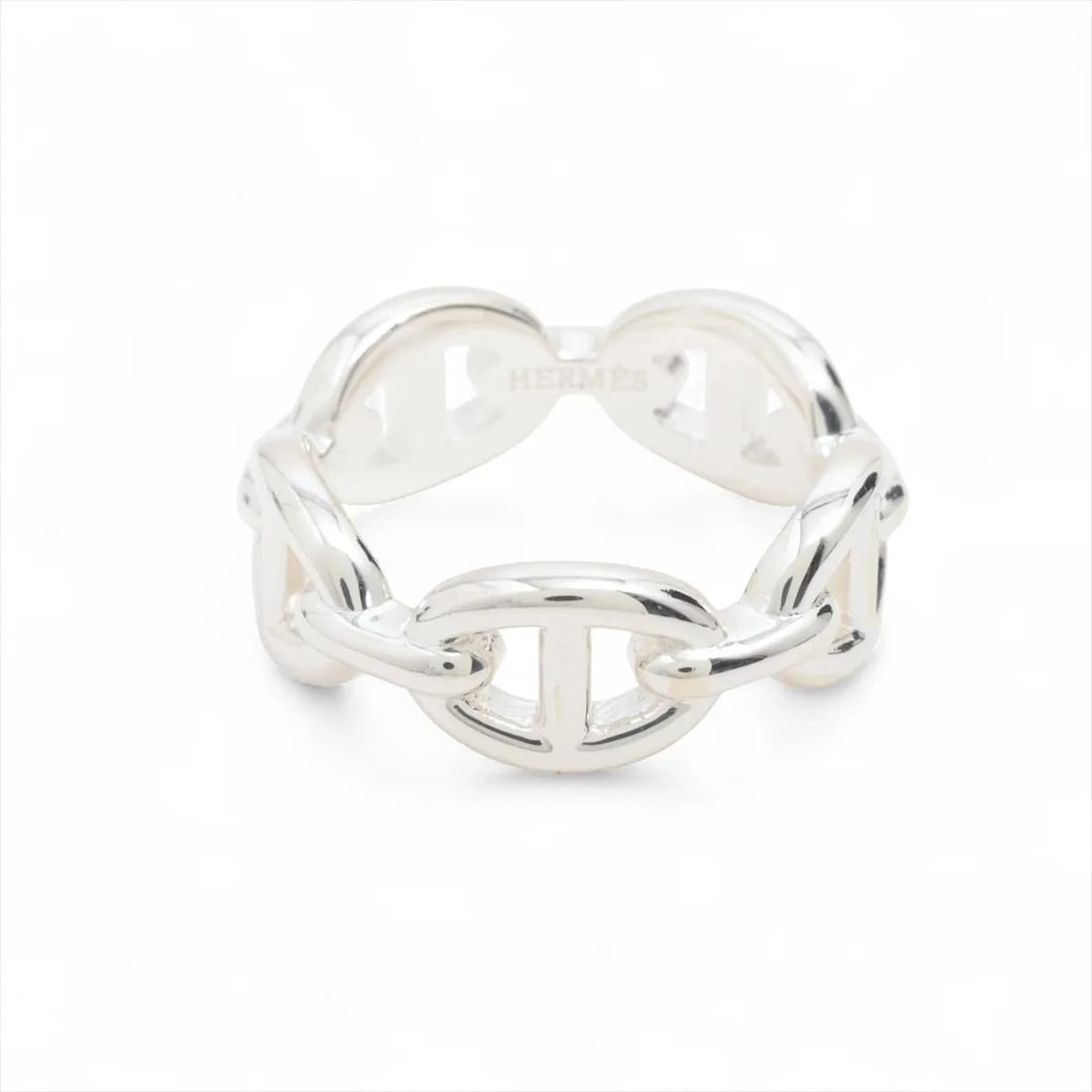 HERMÈS CHAÎNE D'ANCRE ENCHAINEE RING SILVER: Hermès Chaîne d'Ancre Enchainee Ring Silver Brand: Hermès Type: Ring Material: Silver Color: 925 Silver Size: 6 US Accessories: None Accessories Notice: When purchasing pre-owned goods, pl