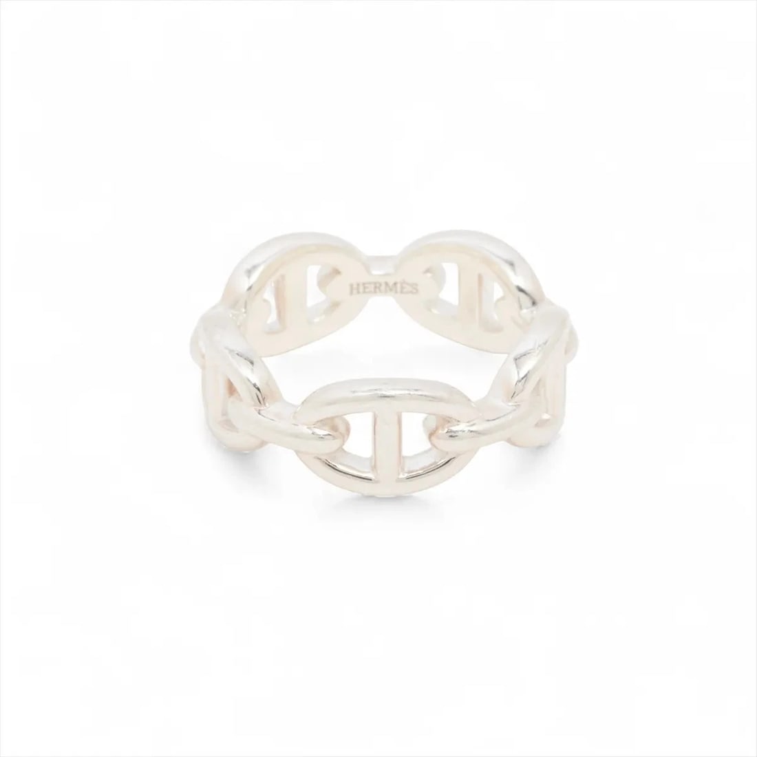 HERMÈS CHAÎNE D'ANCRE ENCHAINEE RING SILVER: Hermès Chaîne d'Ancre Enchainee Ring Silver Brand: Hermès Type: Ring Material: Silver Color: 925 Silver Size: 7.25 US Accessories: None Accessories Notice: When purchasing pre-owned goods,