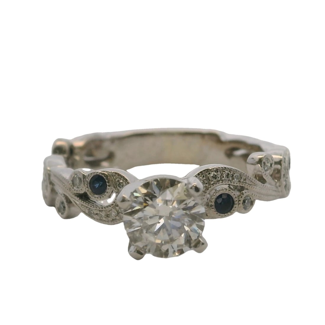 KIRK KARA ANGELIQUE COLLECTION 14KT WHITE GOLD NATURAL SAPPHIRE RING: Kirk Kara Angelique Collection 14kt White Gold Natural Sapphire Ring Brand: Kirk Kara Type: Ring Material: White Main Stone Natural Color: White Gold 14k Size: 8 US Accessories: None