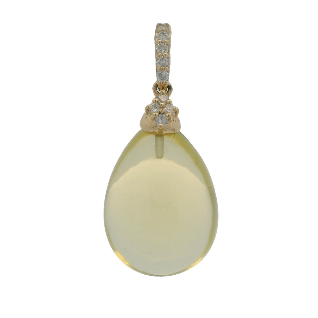 RL 14KT YELLOW GOLD PERIDOT TEARDROP DROP NECKLACE PENDANT DIAMOND (1 of 5)