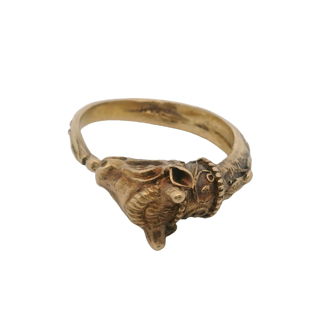VINTAGE SOLID 10KT YELLOW GOLD DETAILED INTRICATE 3D BULL COW RING (1 of 6)