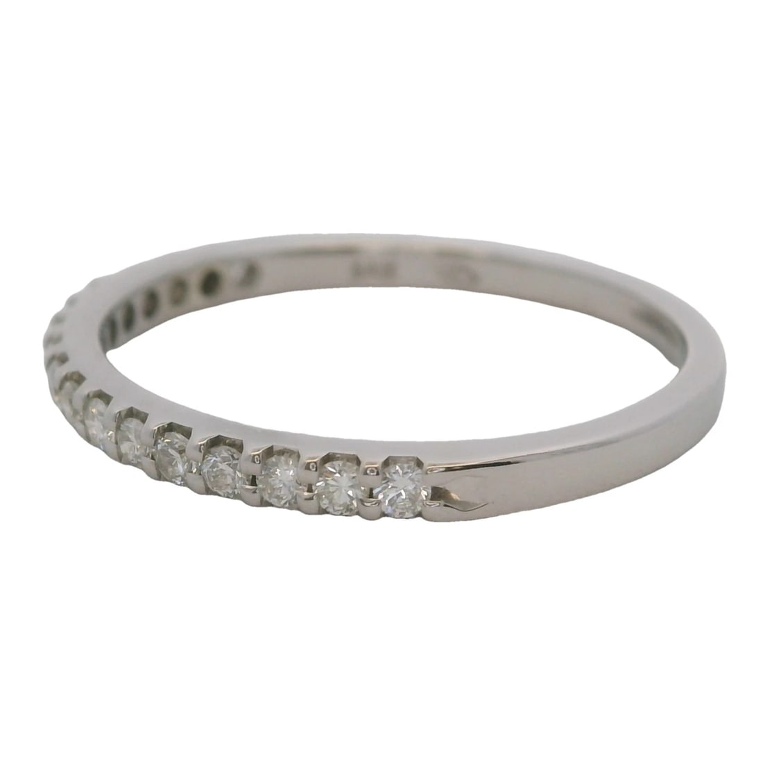 SOLID 14KT WHITE GOLD AND DIAMOND STACKABLE WEDDING BAND RING - 2