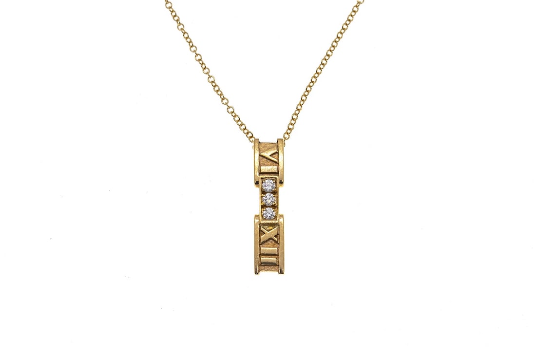 TIFFANY & CO THREE DIAMOND PENDANT 18K 750 ROSE GOLD NECKLACE (1 of 3)