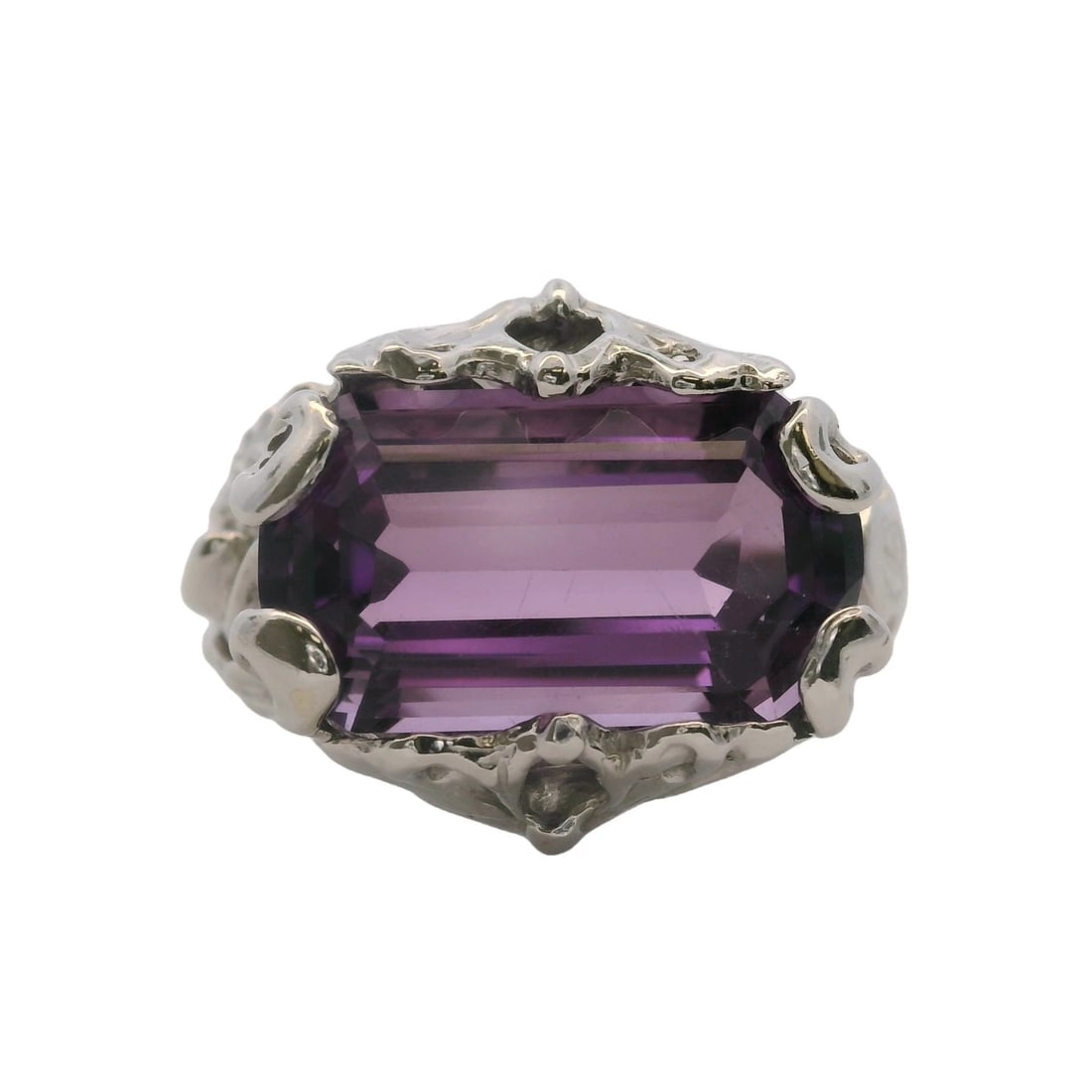 SHIN BROTHERS AMETHYST FLORAL SCULPTURAL STATEMENT RING (1 of 4)
