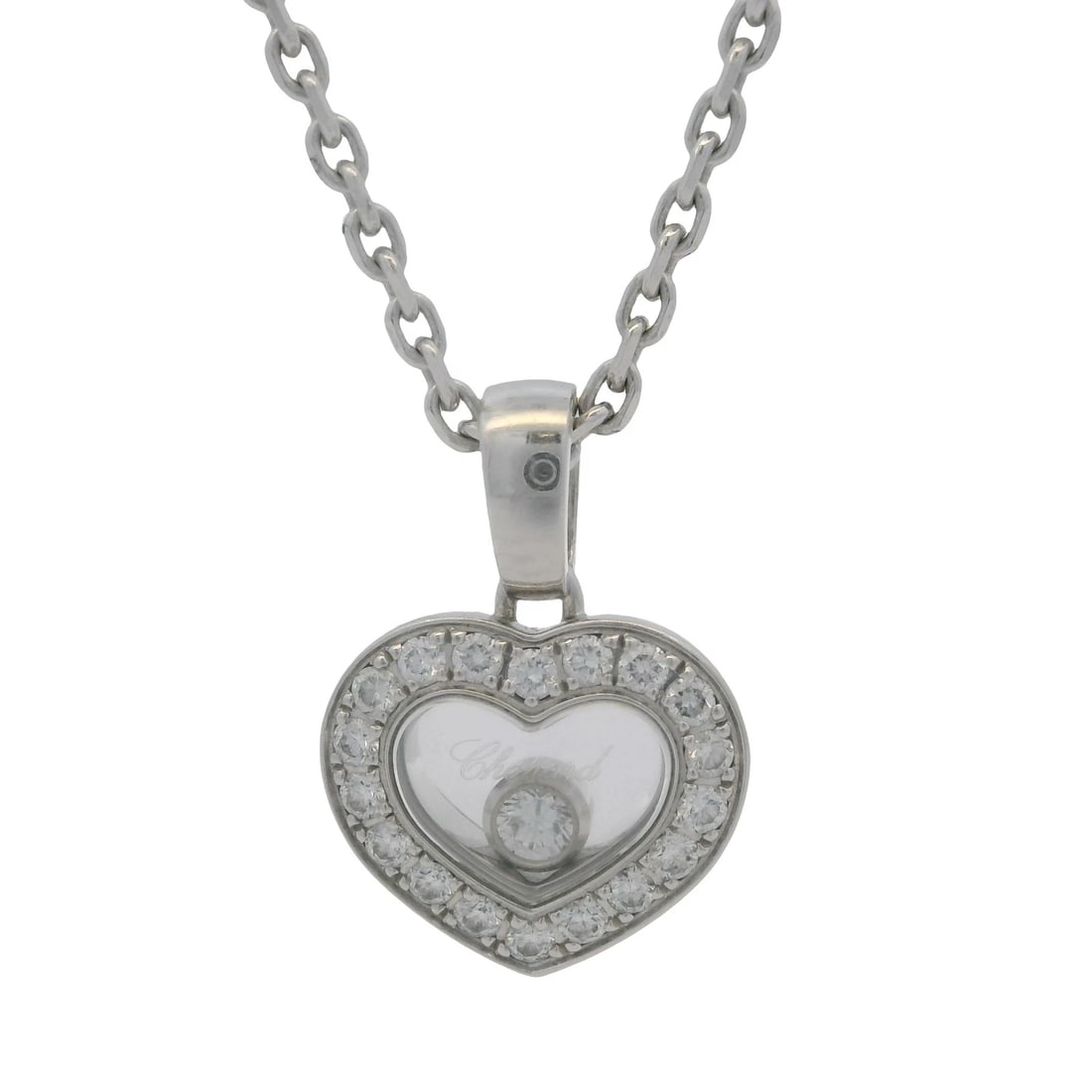 CHOPARD 18KT WHITE GOLD DIAMONDS HEART PENDANT NECKLACE (1 of 6)