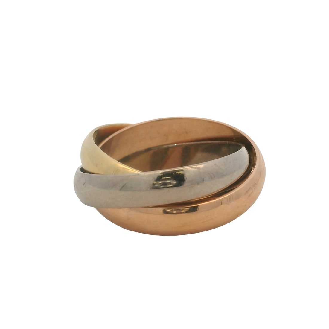 CARTIER SOLID 18KT TRI-TONE WHITE YELLOW ROSE GOLD TRINITY RING (1 of 2)