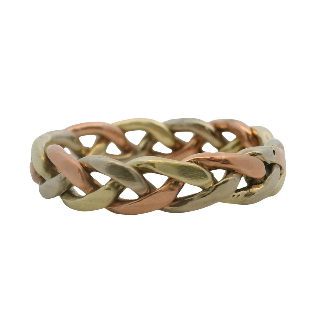 VINTAGE 14KT TRI-TONE GOLD BRAIDED TWISTED WOVEN RING (1 of 5)