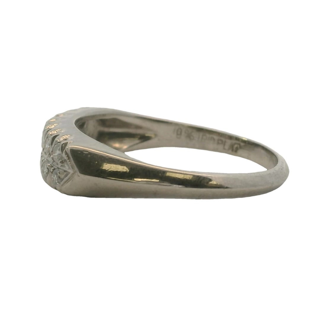 VINTAGE PLATINUM DOUBLE DIAMOND LINE STACKABLE RING - 3