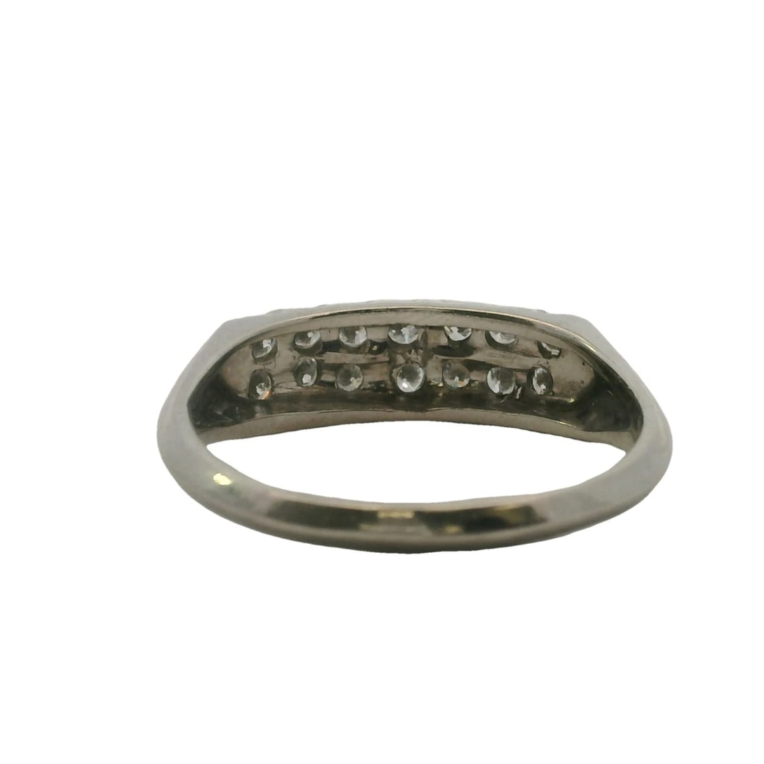 VINTAGE PLATINUM DOUBLE DIAMOND LINE STACKABLE RING - 4