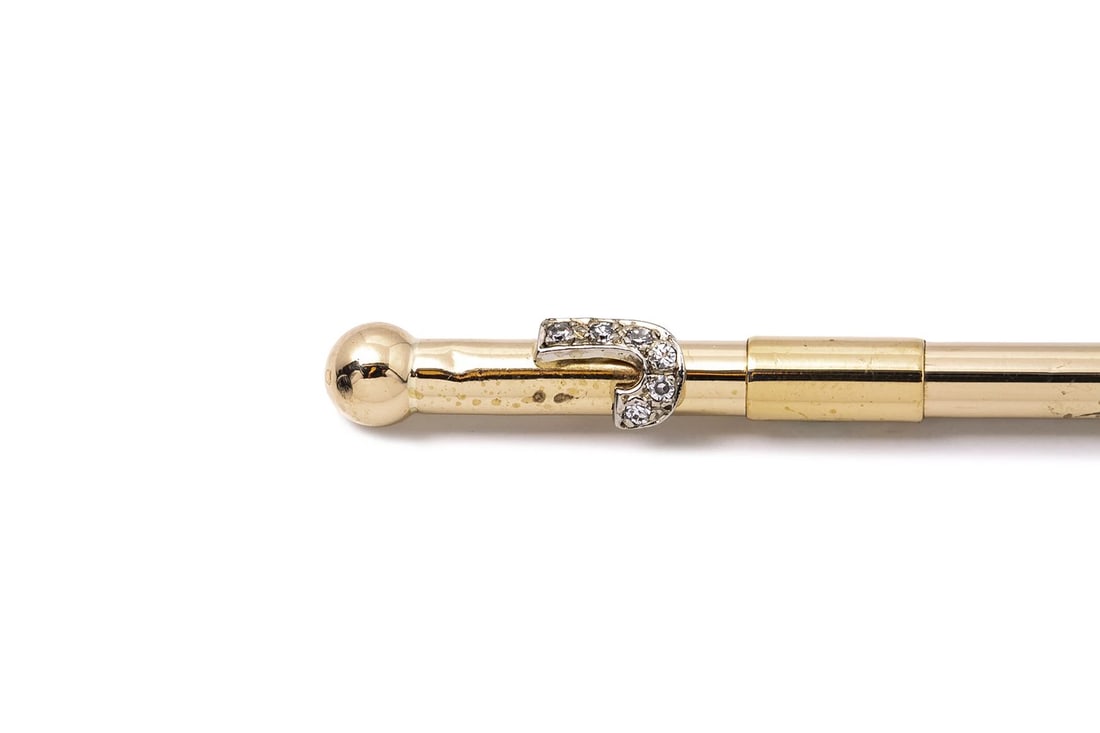 VINTAGE DIAMOND 14K YELLOW GOLD COCKTAIL SWIZZLE STICK (1 of 2)