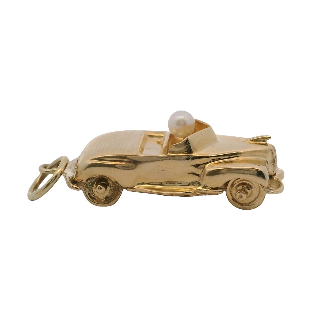 VINTAGE AUTOMOBILE 14K YG PEARL DIAMOND CHARM PENDANT (1 of 8)