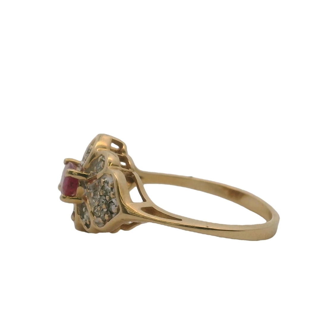 VINTAGE 14KT YELLOW GOLD RUBY COCKTAIL RING - 2