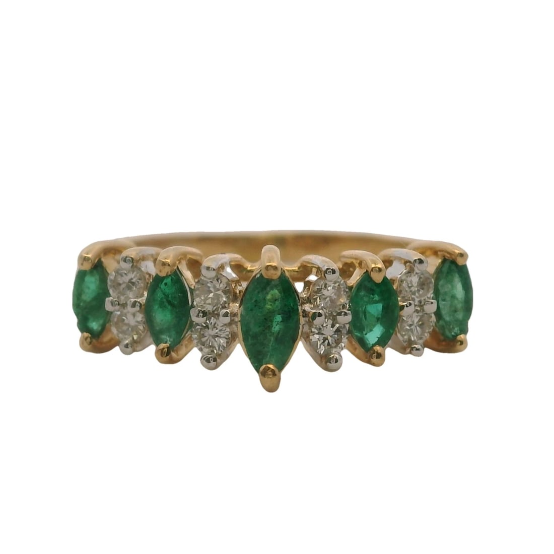 CARDOW JEWELRY MARQUIS EMERALD DIAMOND 14KT YELLOW GOLD RING: Cardow Jewelry Marquis Emerald Diamond 14kt Yellow Gold Ring Brand: Cardow Type: Ring Material: Yellow Main Stone Natural Color: Yellow Gold 14k Size: 5.5 US Accessories: None Accessories
