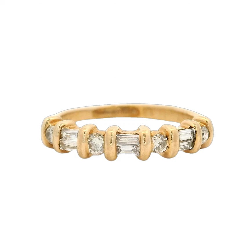 DIAMOND TENSION SET 14K YELLOW GOLD BAND RING (1 of 5)