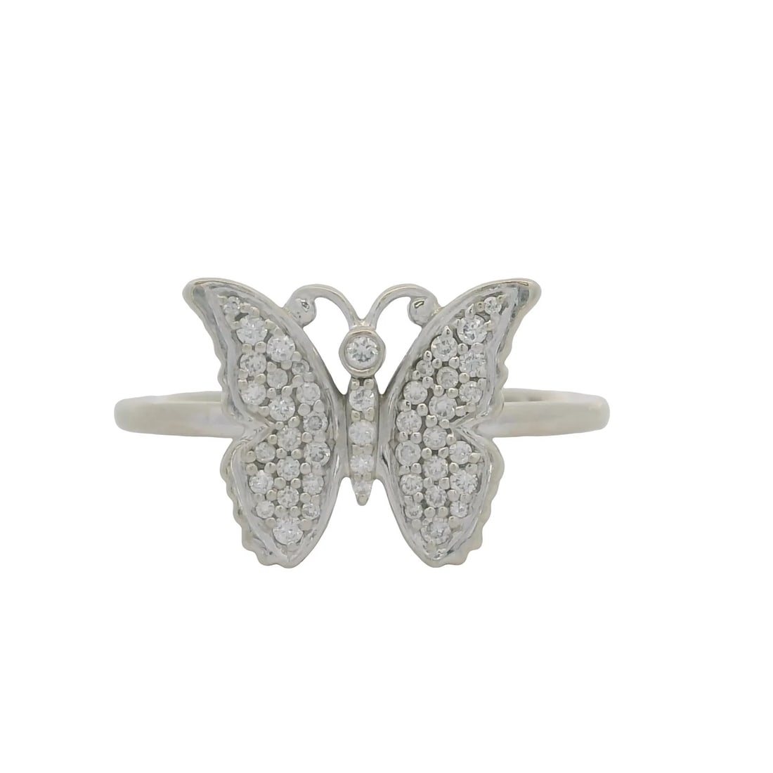 ICEBOX SOLID 14KT WHITE GOLD DIAMOND BUTTERFLY RING (1 of 7)