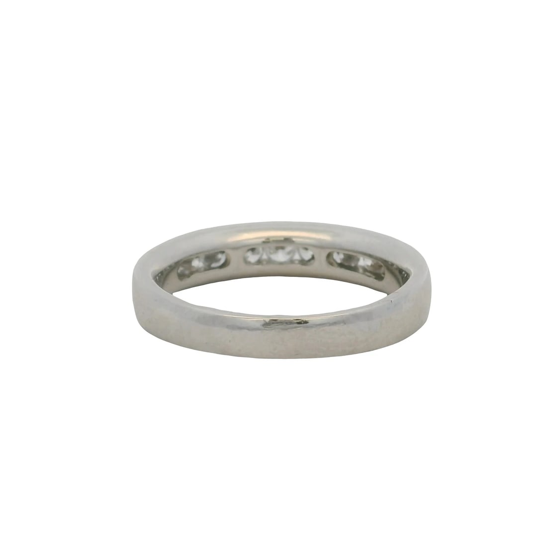 DIANA SOLID PLATINUM DIAMOND WEDDING STACKABLE BAND RING - 4