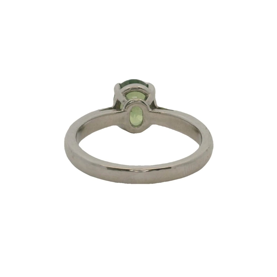 SOLID 900 PLATINUM AND GREEN PERIDOT SOLITAIRE RING - 4