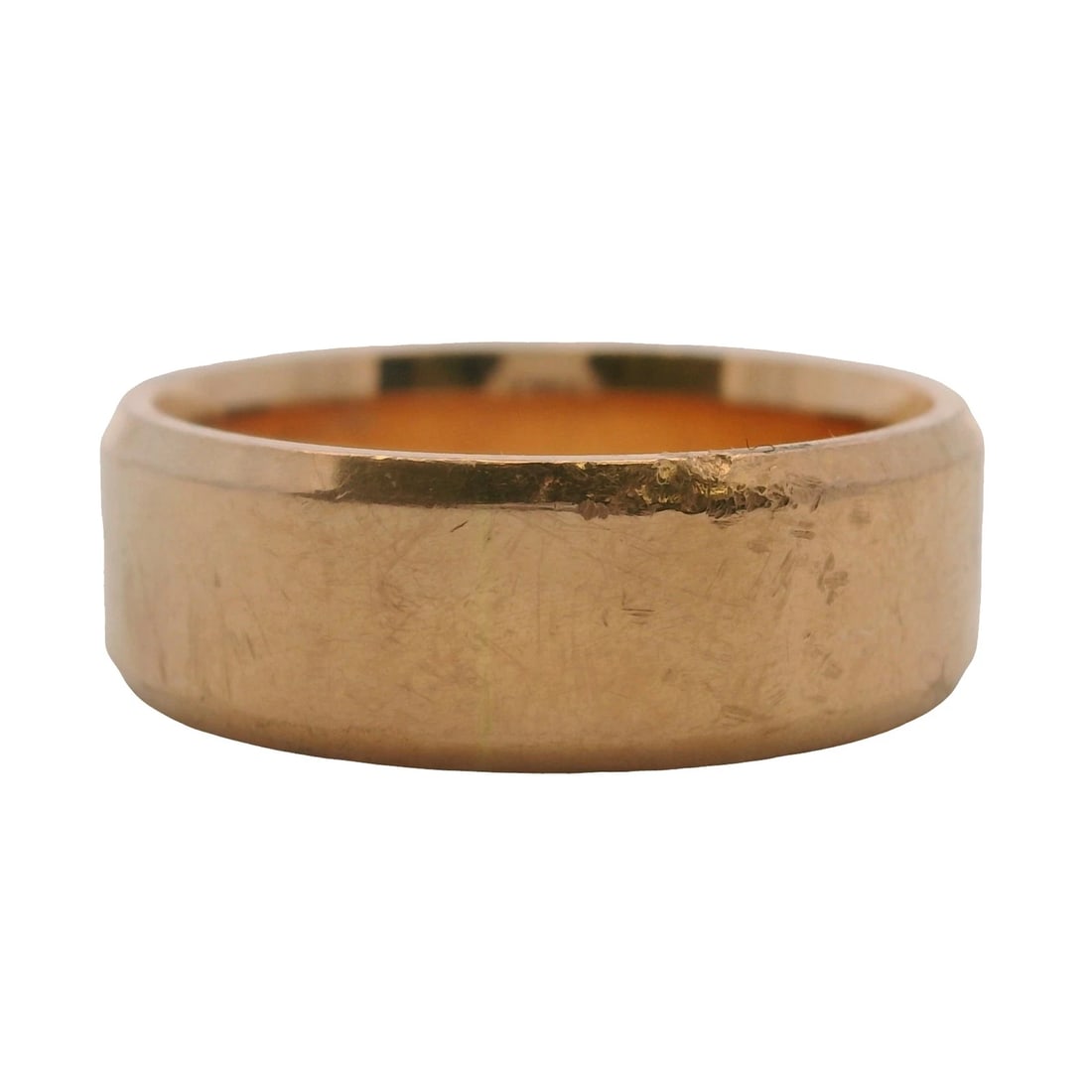 SOLID 14KT ROSE GOLD BEVELED STACKABLE WEDDING BAND RING (1 of 3)