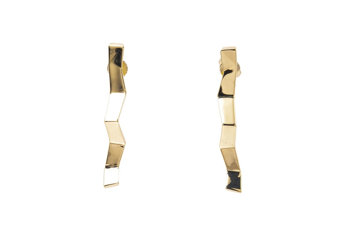 RARE TIFFANY & CO FRANK GEHRY FOLD EARRINGS 18K 750 YELLOW GOLD (1 of 3)
