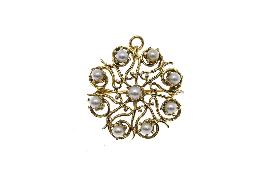 ANTIQUE VICTORIAN ART NOUVEAU PEARL FILIGREE BROOCH/PENDANT (1 of 2)