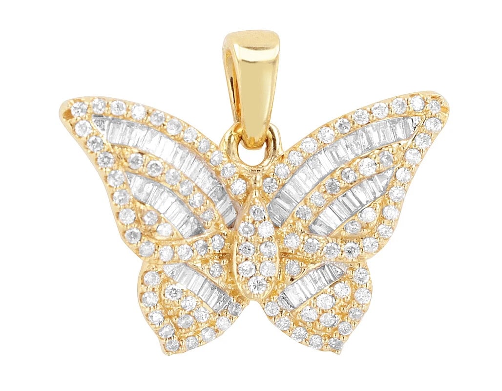 BAGUETTE REAL DIAMOND BUTTERFLY DESIGNER PENDANT (1 of 3)