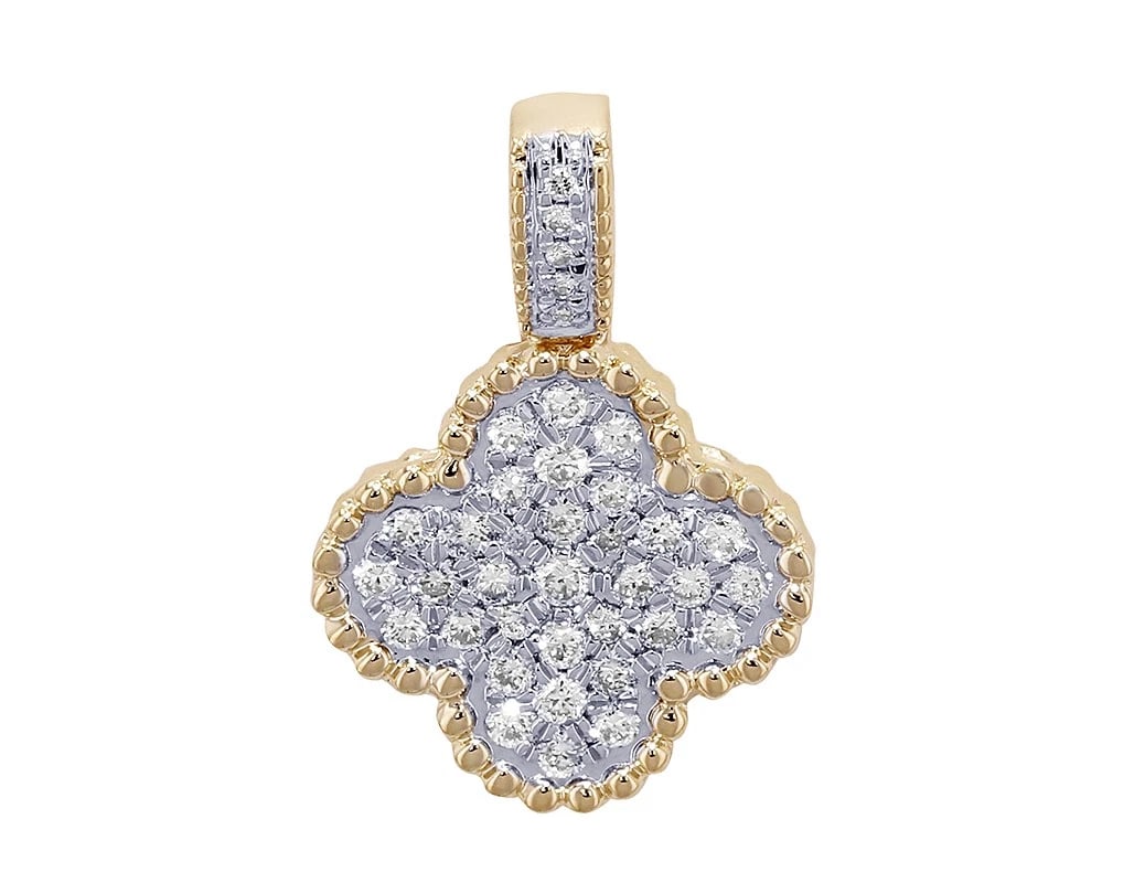 REAL DIAMOND PENDANT 10K YELLOW GOLD: Real Diamond Pendant 10K Yellow Gold Brand: None Type: Necklace Material: Metal Yellow Gold Main Stone Natural Color: Yellow Gold Size: Dimension 0.9" Accessories: None Accessories Notice: