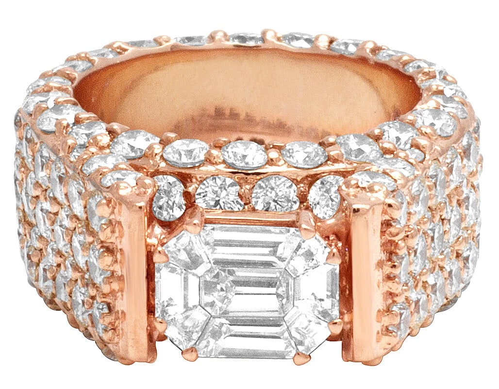 MENS 14K ROSE GOLD REAL DIAMOND EMERALD SOLITAIRE ETERNITY PINKY BAND RING: Mens 14K Rose Gold Real Diamond Emerald Solitaire Eternity Pinky Band Ring Brand: None Type: Ring Material: Metal Rose Gold Main Stone Natural Color: None Size: 8 US Accessories: None Acce