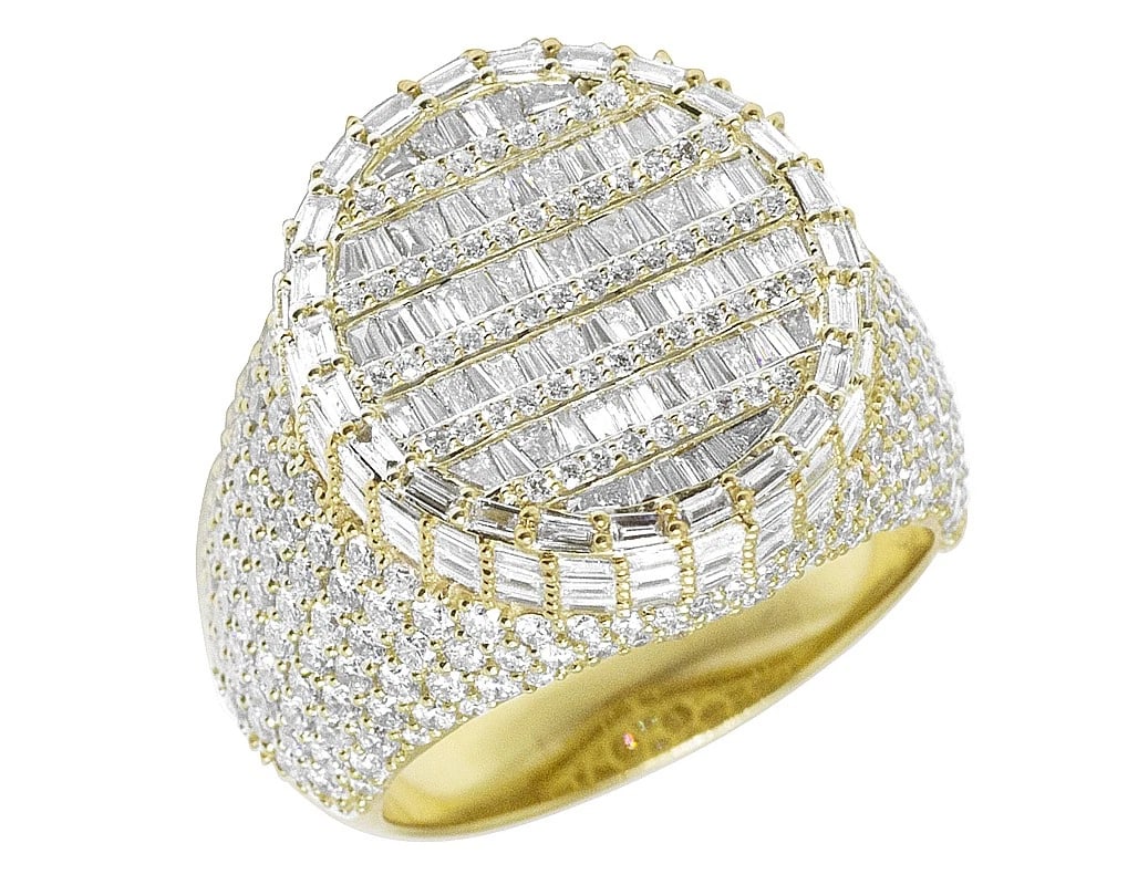 10K YELLOW GOLD BAGUETTE REAL DIAMOND PINKY RING (1 of 5)