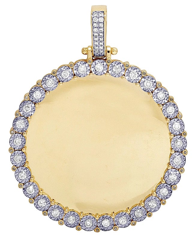 MENS REAL DIAMOND PENDANT MEMORY FRAME PHOTO ENGRAVE 10K: Mens Real Diamond Pendant Memory Frame Photo Engrave 10K Brand: None Type: Necklace Material: Metal Yellow Gold Main Stone Natural Color: Yellow Gold Size: Dimension 2.25 inches Accessories: None
