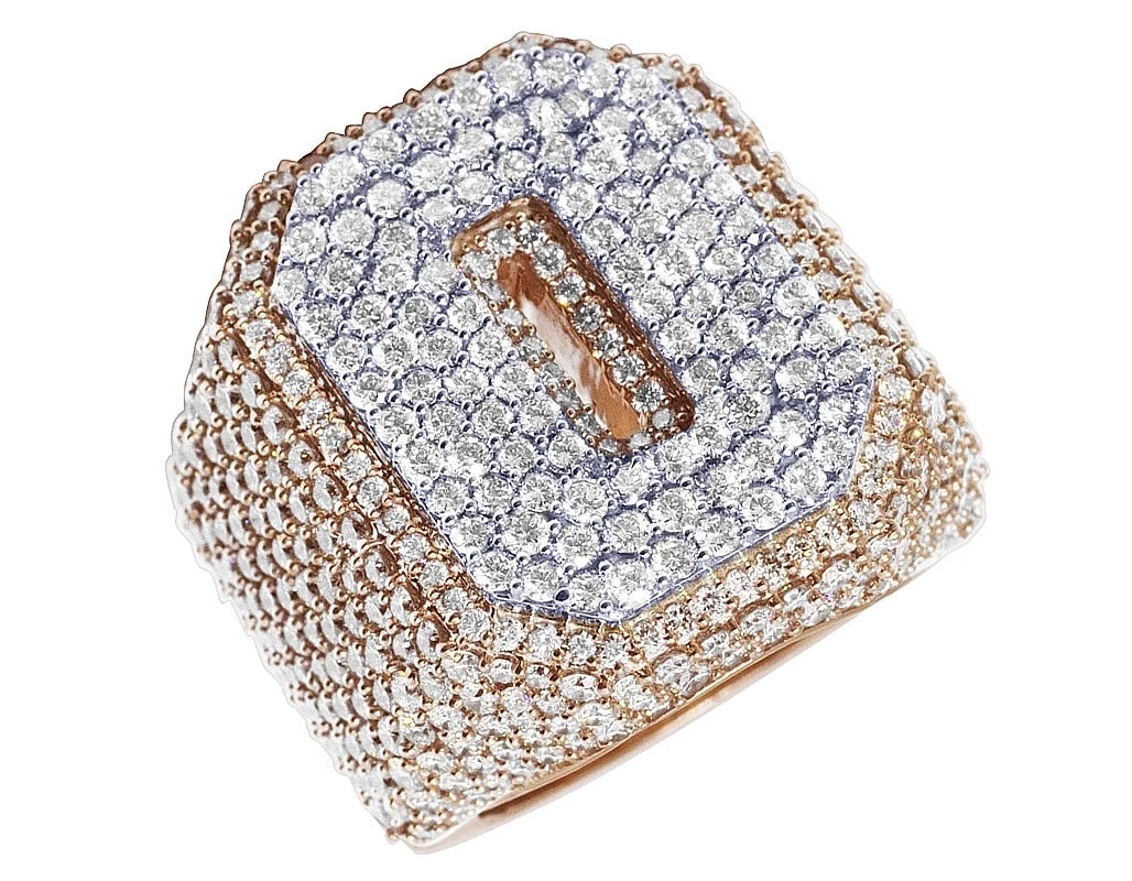 O INITIAL REAL DIAMOND RING 10K ROSE GOLD (1 of 5)