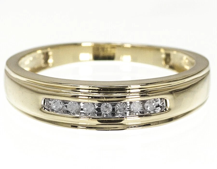 10K MENS YELLOW GOLD ROUND DIAMOND WEDDING BAND RING (1 of 4)