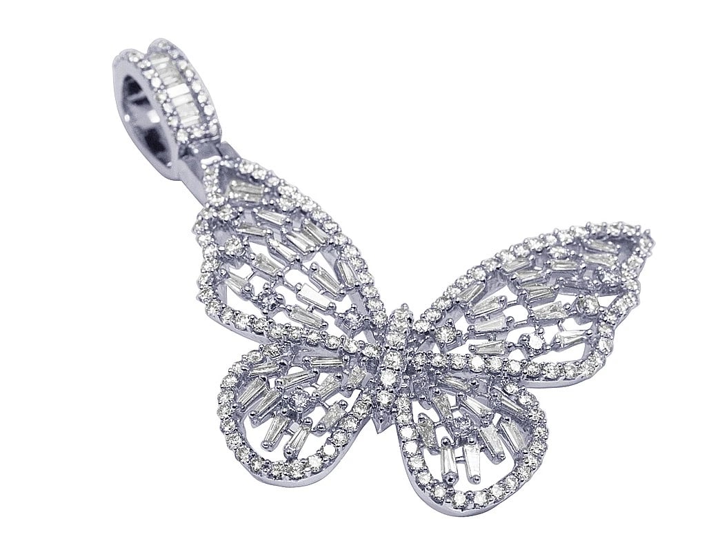 BAGUETTE REAL DIAMONDS BUTTERFLY PENDANT (1 of 2)
