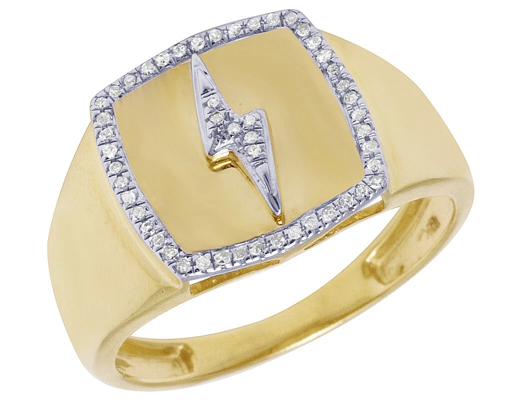 10K YELLOW GOLD REAL DIAMOND LIGHTNING BOLT RING: 10K Yellow Gold Real Diamond Lightning Bolt Ring Brand: None Type: Ring Material: Metal Yellow Gold Main Stone Natural Color: Yellow Gold Size: 10 US Accessories: None Accessories Notice: