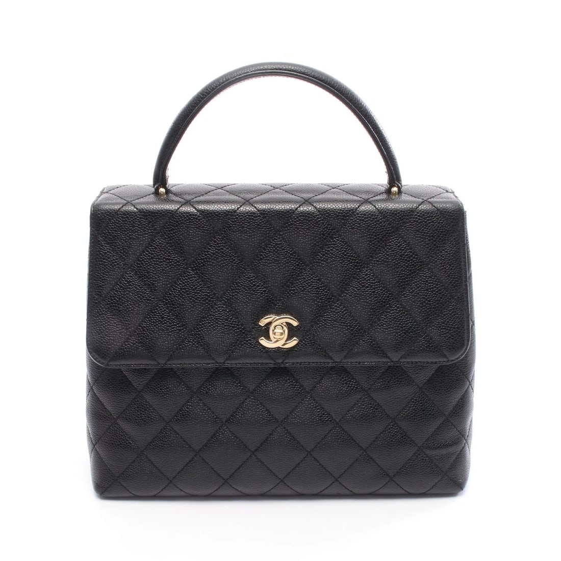 CHANEL MATELASSÉ HANDBAG CAVIAR LEATHER BLACK GOLD HANDBAG (1 of 7)