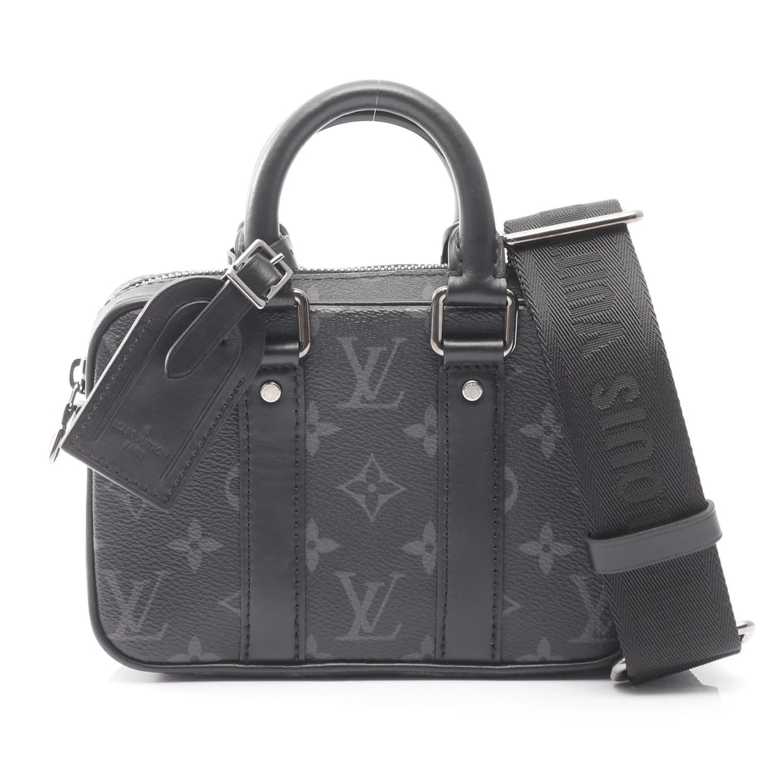 LOUIS VUITTON NANO PDV MONOGRAM ECLIPSE HANDBAG HANDBAG: LOUIS VUITTON Nano PDV Monogram Eclipse Handbag Handbag Brand: LOUIS VUITTON Type: Handbag Material: Exterior MaterialPVC Leather Color: Exterior Color Black Size: Dimensions: WW (top): 18cm / W (