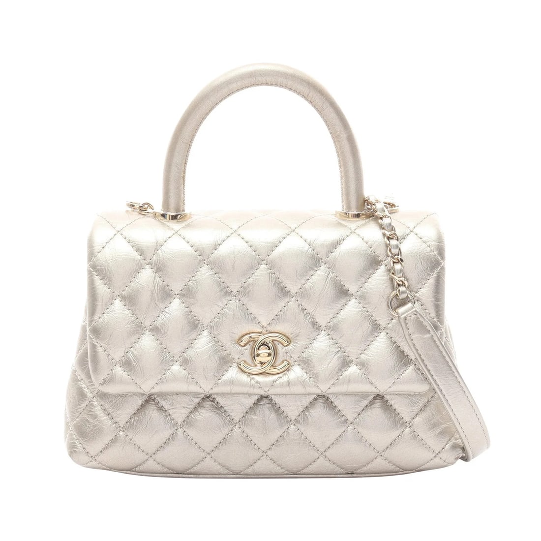 CHANEL COCO HANDLE FLAP MATELASSÉ HANDBAG LEATHER HANDBAG (1 of 6)