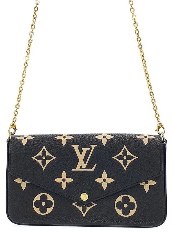 LOUIS VUITTON MONOGRAM EMPREINTE POCHETTE FELICIE BAG BLACK 2-WAY BAG: Louis Vuitton Monogram Empreinte Pochette Felicie Bag Black 2-Way Bag Brand: Louis Vuitton Type: 2-Way Bag Material: Exterior MaterialMonogram Empreinte Leather Color: Exterior Color Black Beige Bo