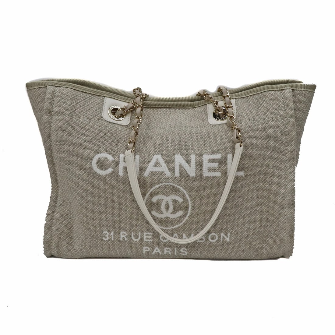 CHANEL SMALL SHOPPING BAG CANVAS LEATHER BEIGE GOLD HANDBAG: Chanel Small Shopping Bag Canvas Leather Beige Gold Handbag Brand: CHANEL Type: Handbag Material: Exterior MaterialCanvas x Leather Color: Exterior Color Beige/gold hardware Size: Dimensions: WW33