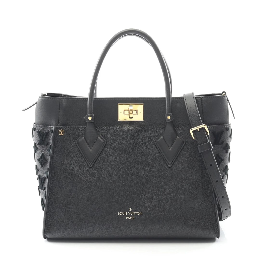 LOUIS VUITTON ONMYSIDE MM MONOGRAM TAFFETA NOIR HANDBAG HANDBAG: LOUIS VUITTON OnMySide MM Monogram Taffeta Noir Handbag Handbag Brand: LOUIS VUITTON Type: Handbag Material: Exterior MaterialLeather Color: Exterior Color Black Size: Dimensions: WW (top): 34cm /