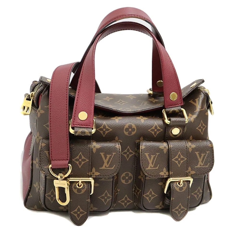 LOUIS VUITTON MANHATTAN BAG BROWN FUCHSIA PVC LEATHER HANDBAG: Louis Vuitton Manhattan Bag Brown Fuchsia PVC Leather Handbag Brand: LOUIS VUITTON Type: Handbag Material: Exterior MaterialPVC Leather Color: Exterior Color Brown Size: Dimensions: WW30cm × HH18