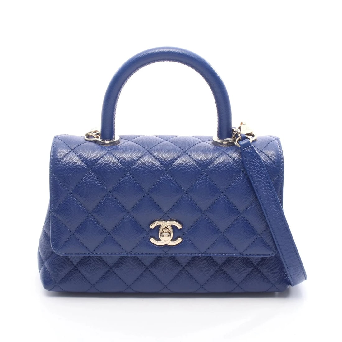 CHANEL COCO HANDLE FLAP MATELASSÉ HANDBAG CAVIAR HANDBAG (1 of 3)