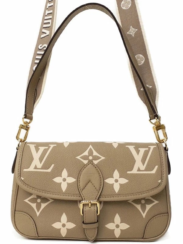 LOUIS VUITTON MONOGRAM EMPREINTE DIANE BAG LEATHER 2-WAY BAG: LOUIS VUITTON Monogram Empreinte Diane Bag Leather 2-Way Bag Brand: Louis Vuitton Type: 2-Way Bag Material: Exterior MaterialTwo-tone Empreinte leather Color: Exterior Color Tourtrell Creme Size: