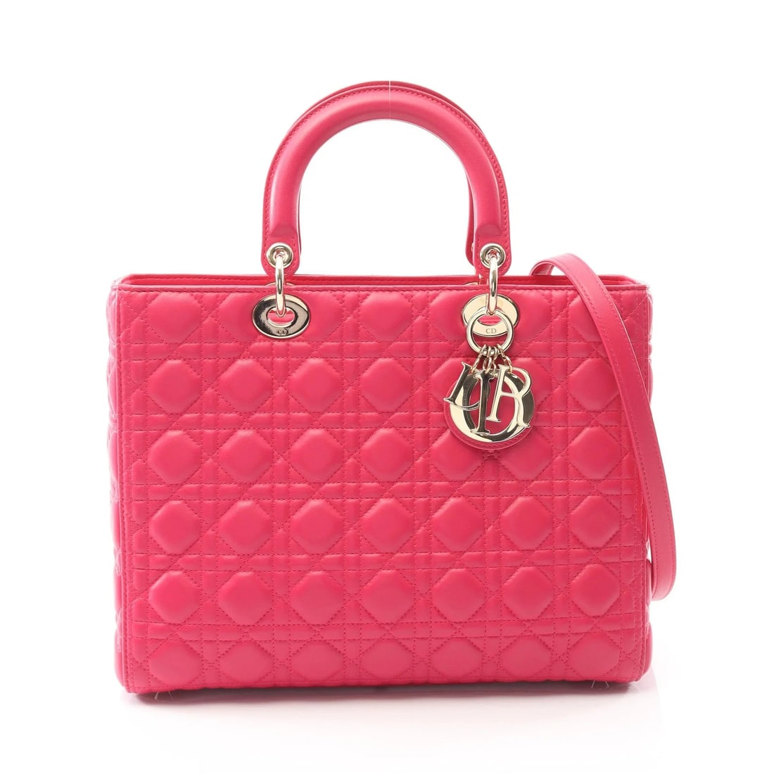 CHRISTIAN DIOR DIOR LARGE HANDBAG LEATHER PINK HANDBAG: CHRISTIAN DIOR Dior Large Handbag Leather Pink Handbag Brand: Christian Dior Type: Handbag Material: Exterior MaterialLeather Color: Exterior Color Pink Purple Size: Dimensions: WW (top): 31cm