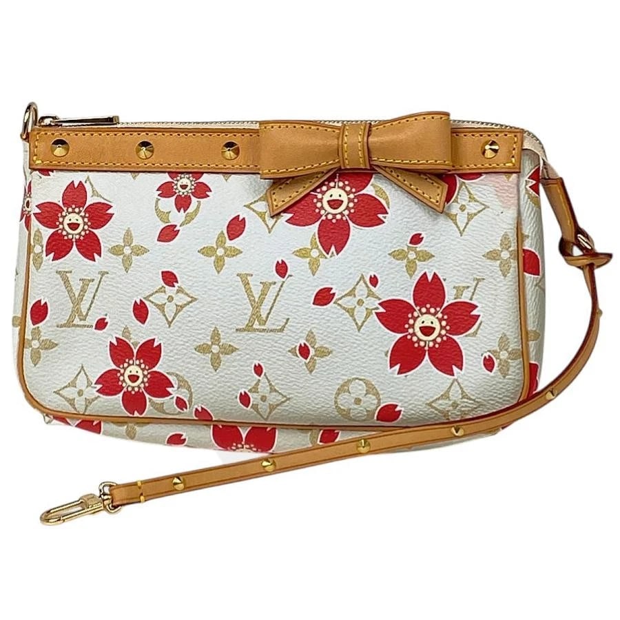 LOUIS VUITTON BLOSSOMS MURAKAMI POCHETTE ACCESSOIRES SHOULDER BAG: Louis Vuitton Blossoms Murakami Pochette Accessoires Shoulder Bag Brand: Louis Vuitton Type: Shoulder Bag Material: Exterior MaterialMonogram Cherry Blossom Color: Exterior Color Cher Size: Dimens