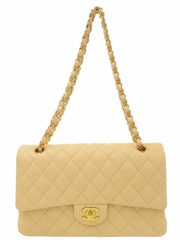CHANEL MATELASSE CLASSIC HANDBAG 25 BEIGE LAMBSKIN CHAIN SHOULDER BAG (1 of 6)