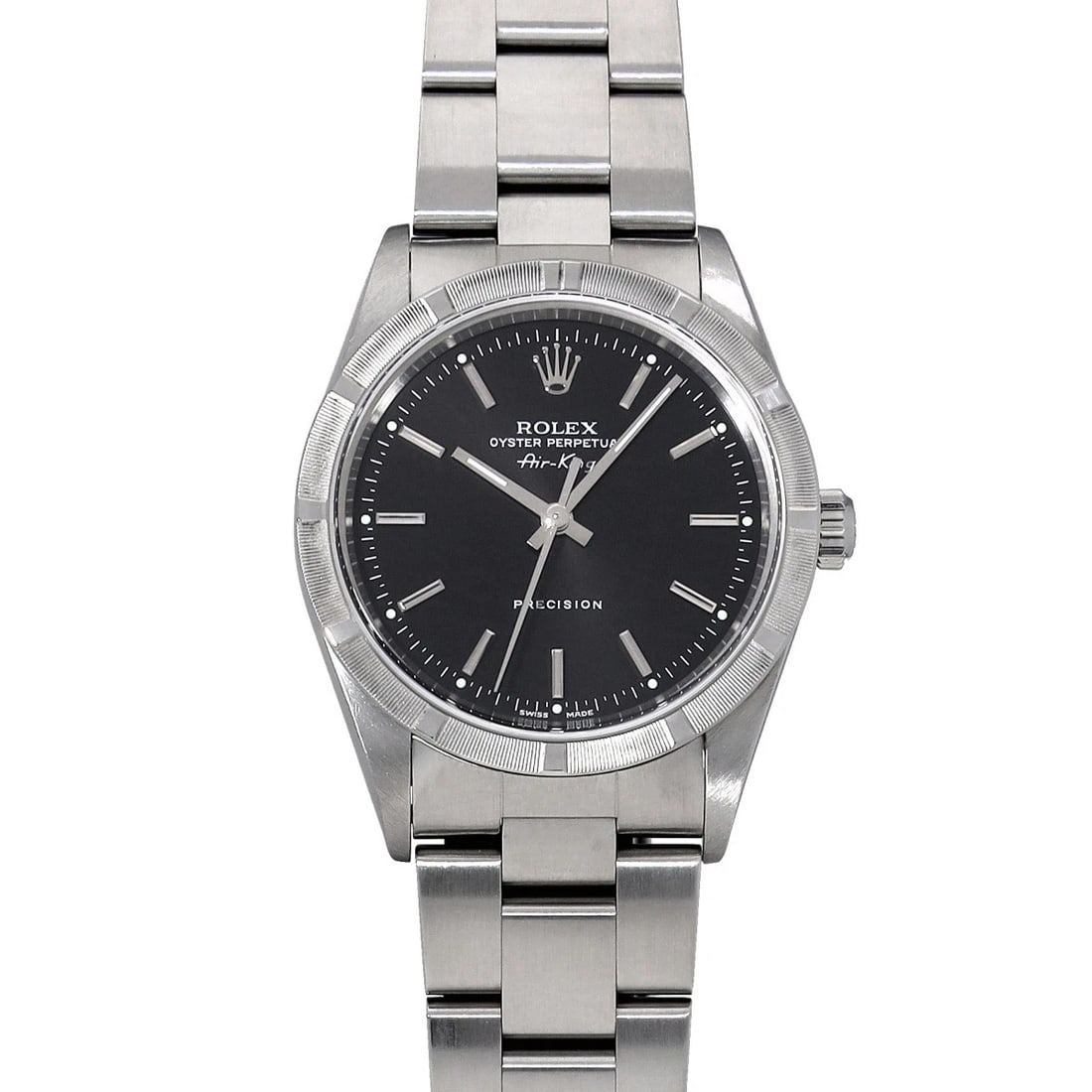 ROLEX AIR KING BLACK WATCH: ROLEX Air King black WATCH Brand: ROLEX Type: Wristwatch Material: Band Material Stainless steel, Case Material Stainless steel Color: Dial Color black Size: Case H/about 34mm W/about 34mm