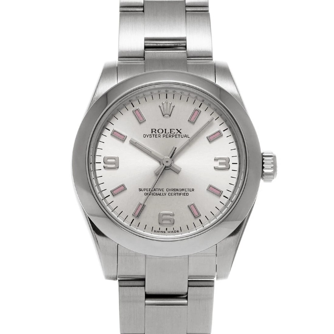 ROLEX OYSTER PERPETUAL SILVER WATCH: ROLEX Oyster Perpetual Silver WATCH Brand: ROLEX Type: Wristwatch Material: Band Material Stainless steel, Case Material Stainless steel Color: Dial Color Silver Size: Case H/about 31mm W/about 31