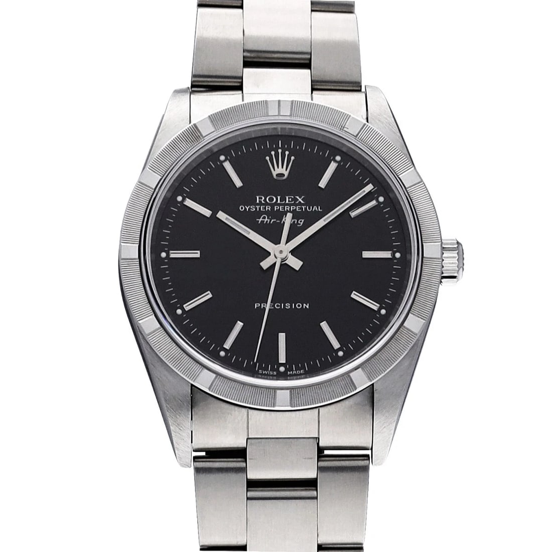ROLEX AIRKING BLACK WATCH: ROLEX AirKing black WATCH Brand: ROLEX Type: Wristwatch Material: Band Material Stainless steel, Case Material Stainless steel Color: Dial Color black Size: Case H/about 34mm W/about 34mm D/about